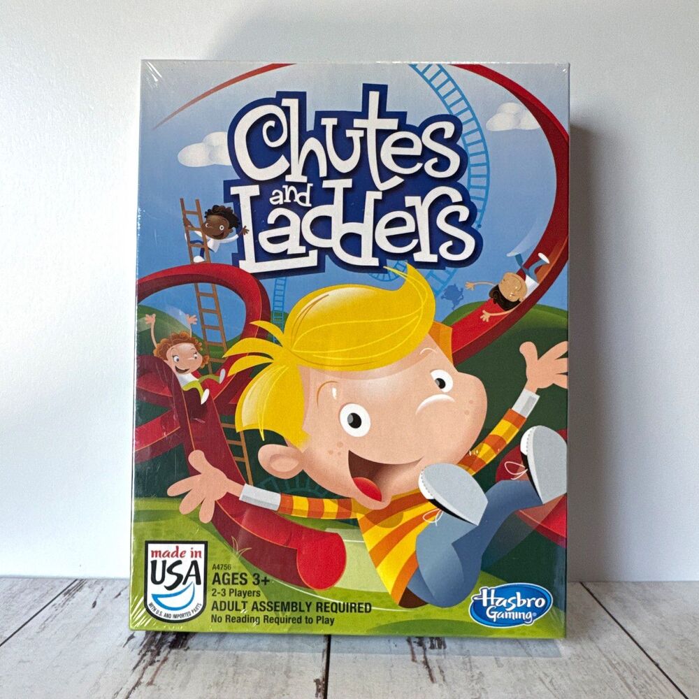 NEW Hasbro Gaming Chutes and Ladders Board Game 2-3P Ages 3+ No Reading A4755